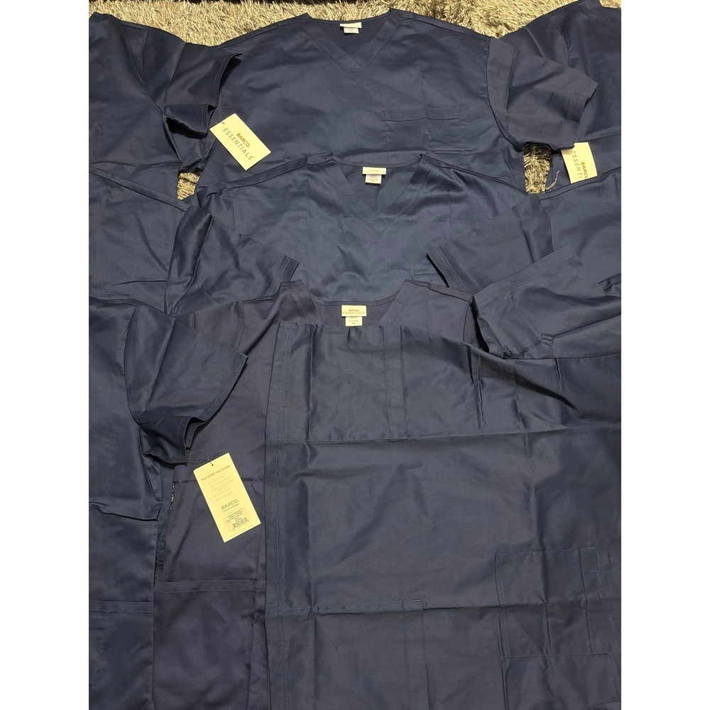 Barco Essentials Scrub Top 2XL Navy V-Neck Plus Size Medical 10 Pack‎ NWT
